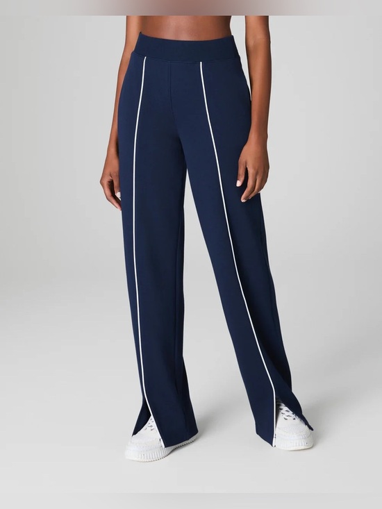 SPANX Pants - NWT SPANX Air Essentials Pique Straight Leg Pant navy blue high rise tall 34”